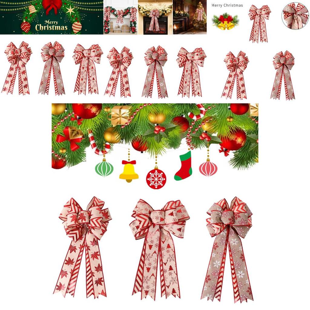 Festive Christmas Wreath Double Bow For Indoor And Outdoor Decorations
