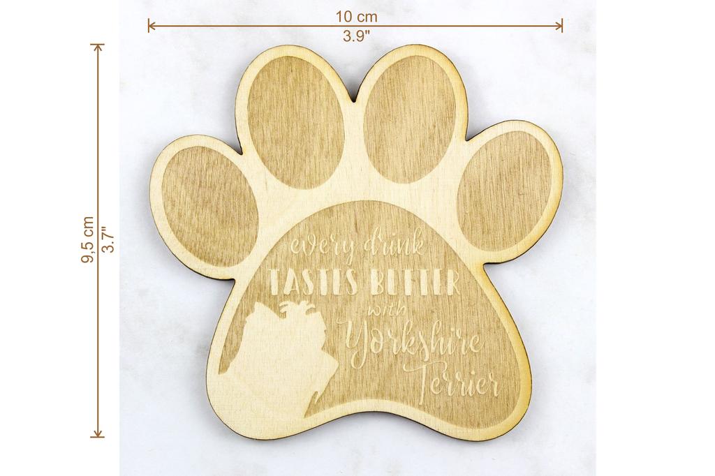 Yorkshire Terrier, Yorkie - Mug coaster, engraved coaster with dog, gift for dog lover by Art-Dog brand