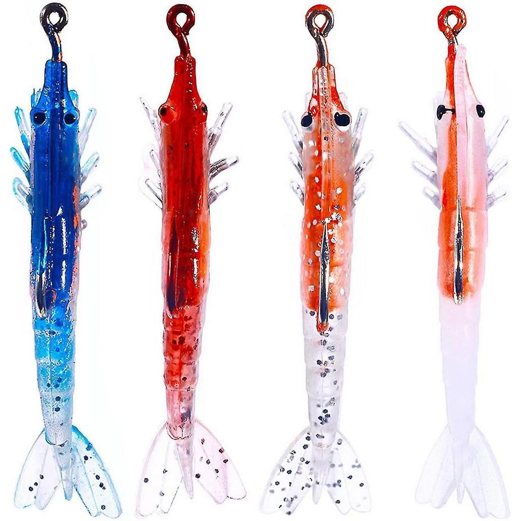 Angler Fishing Equipment - 5Pcs PVC Soft Lures Realistic Eye Simulation Artificial Shrimp Fake Baits (6cm/3g)