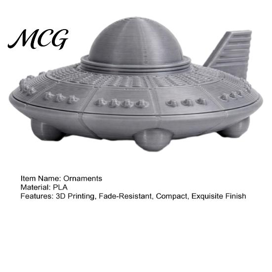 3D Printed Space Model UFO Figurine, Sci-Fi Spacecraft Decor, One-Piece Craft with Clear Science Fiction Collectible Gift Texture, Mini Ornament