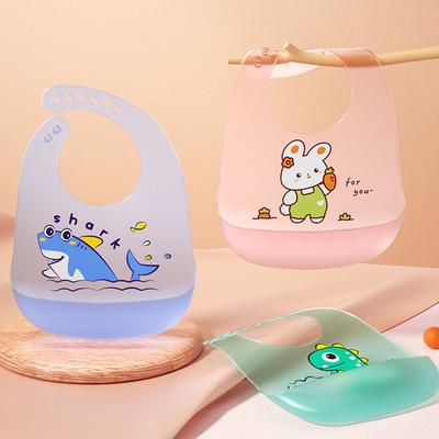 Детские нагрудники с рисунком из мультфильмов, водонепроницаемые трехмерные силиконовые нагрудники с изображением кролика и динозавра, герметичный пищевой нагрудник, можно чистить протиранием