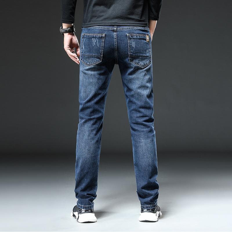 Autumn and Winter High Waist Denim Men's Loose Straight Stretch Cashmere Slim Business Casual Jeans Long Pants