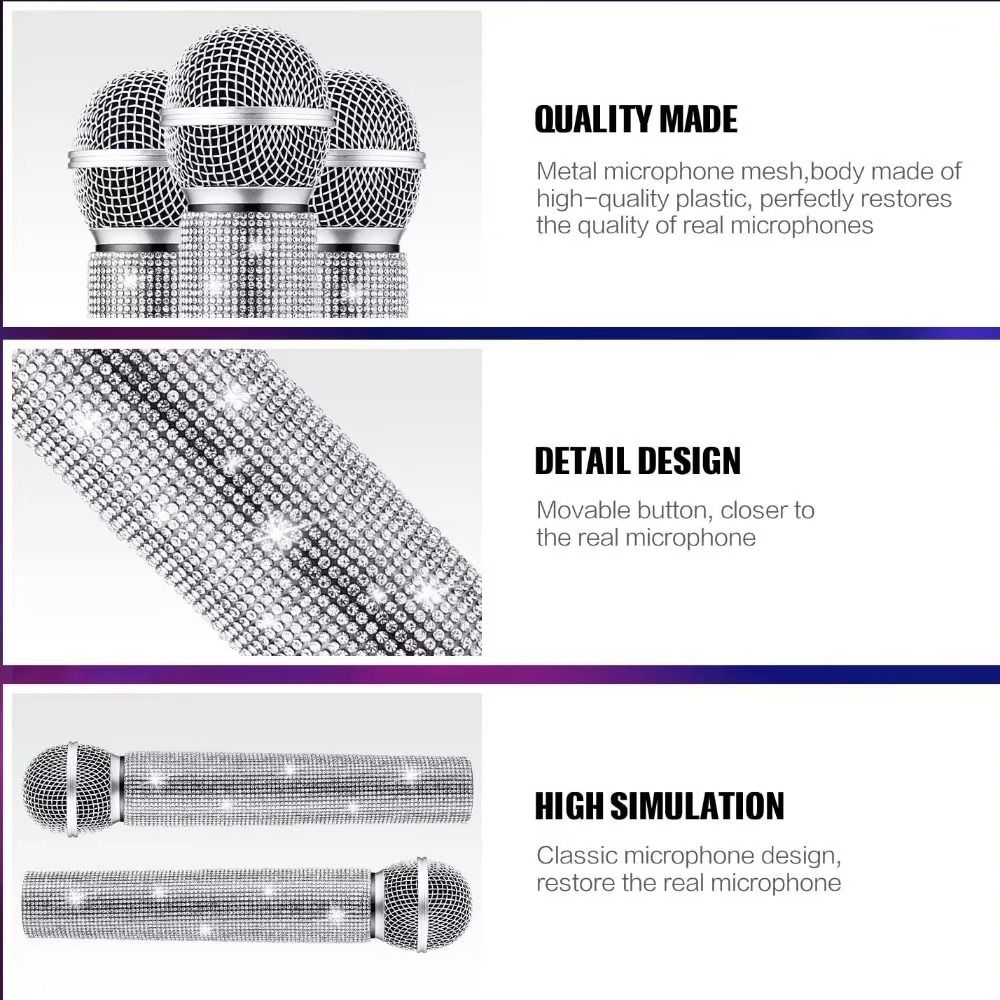Bling Bling Microphone Decorative Sleeve Wireless Microphone Mic Handle Sleeve For Disco