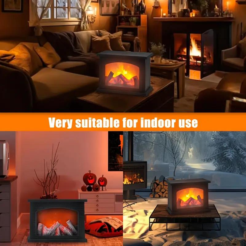 Светодиодная лампа-камин Реалистичное пламя Питание от батареи USB Винтажный стиль для помещения террасы Рождество Хэллоуин Настольный декор