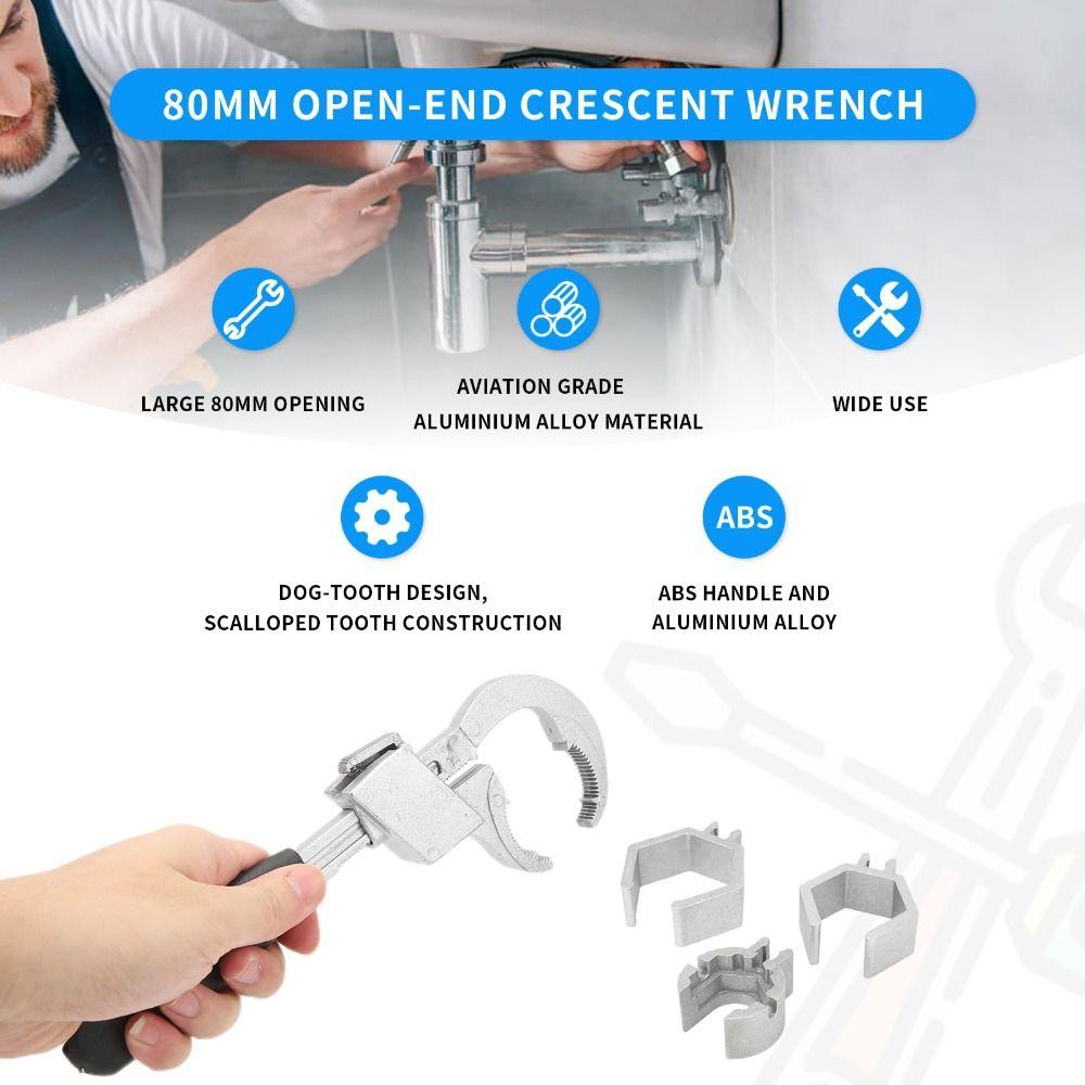 Universal Adjustable Adjustable Wrench 80mm Size Plumbing Wrench Pipe Wrench  Tight Spaces