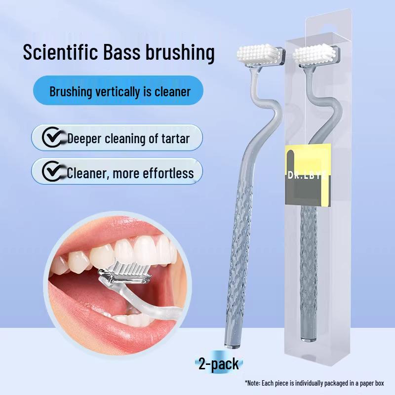 S-Shaped Toothbrush with Soft Bristles – Family Pack for Adults; Effective On Gums and Tongue, Ideal for Interdental Cleaning
