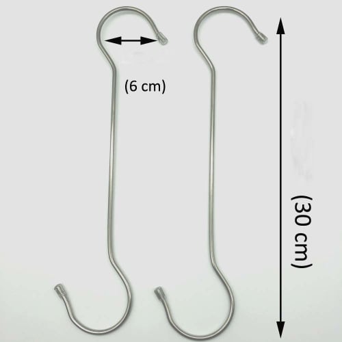 Maydahui S-shaped Hooks (Set of 6, Silver, Large, 30cm) Stainless Steel Hooks, Rust-Resistant, Long Hooks, Extra Large S-Shaped Hooks, Stylish Metal H
