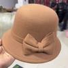 Европейский и американский стиль Осенне-зимняя шляпа Повседневная шляпа с бантом Женская шляпа Сладкая теплая шляпа-цилиндр