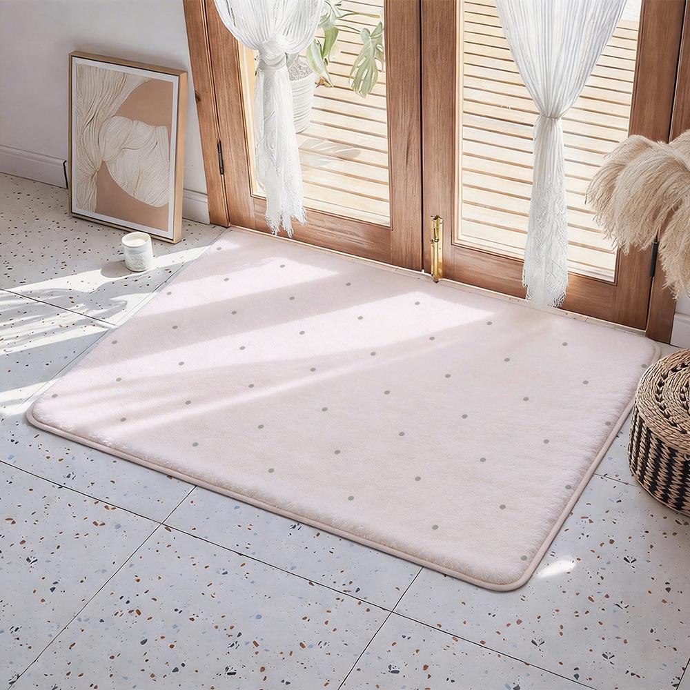 Print P PolkaDot Floor Mat Eco Flannel Doormat Non Slip Odorless Indoor Floor Rug Soft Short Plush Home Mat