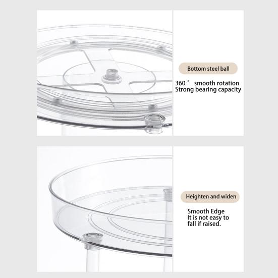 Yousheng Clear Spice Rack Lazy Susan Turntable Многоуровневая вращающаяся на 360 градусов полка для приправ Кухонный органайзер для столешницы