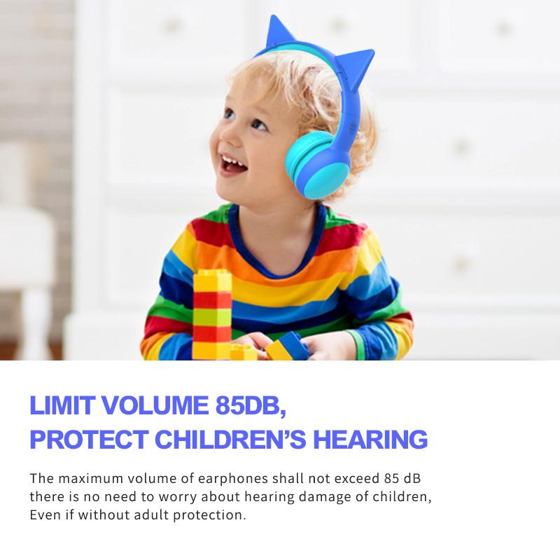 Детские наушники Bluetooth с микрофоном, детские беспроводные гарнитуры с защитой органов слуха с ограничением громкости 85 дБ, стереонаушники-вкладыши
