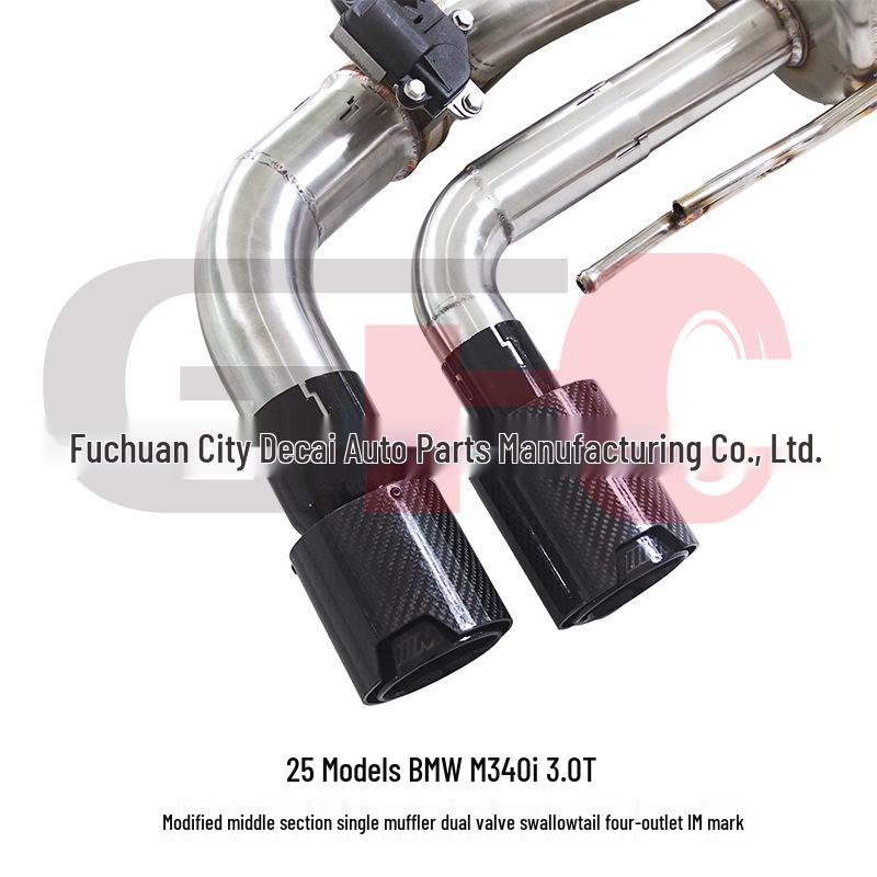 Compatible with 2020 BMW M340i G20 3.0T: GFC Center & Rear Section Twin-Valve Quad Exhaust System