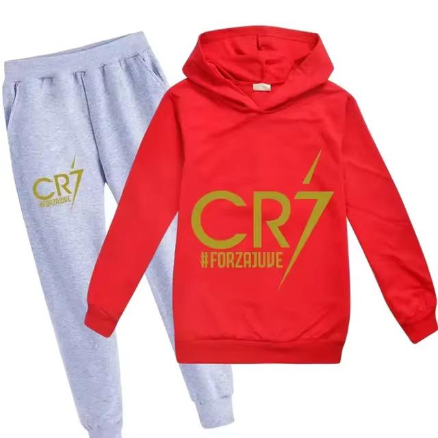 Футбольный комплект с худи и штанами CR7 для мальчиков, возраст 3-12 лет, Спортивный костюм из 2 предметов для весны и осени