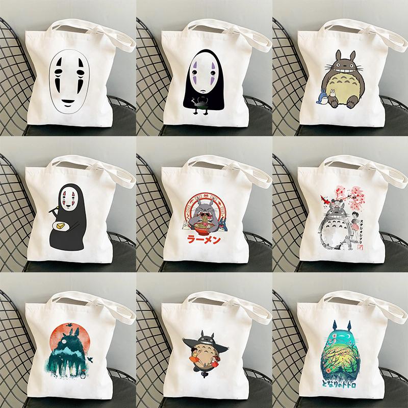 No Face Man Studio Ghibli Totoro Shopper Shopping Bag Anime Bag Cotton Tote Eco Reusable Bolso Handbag Bag Eco Bag Reusable