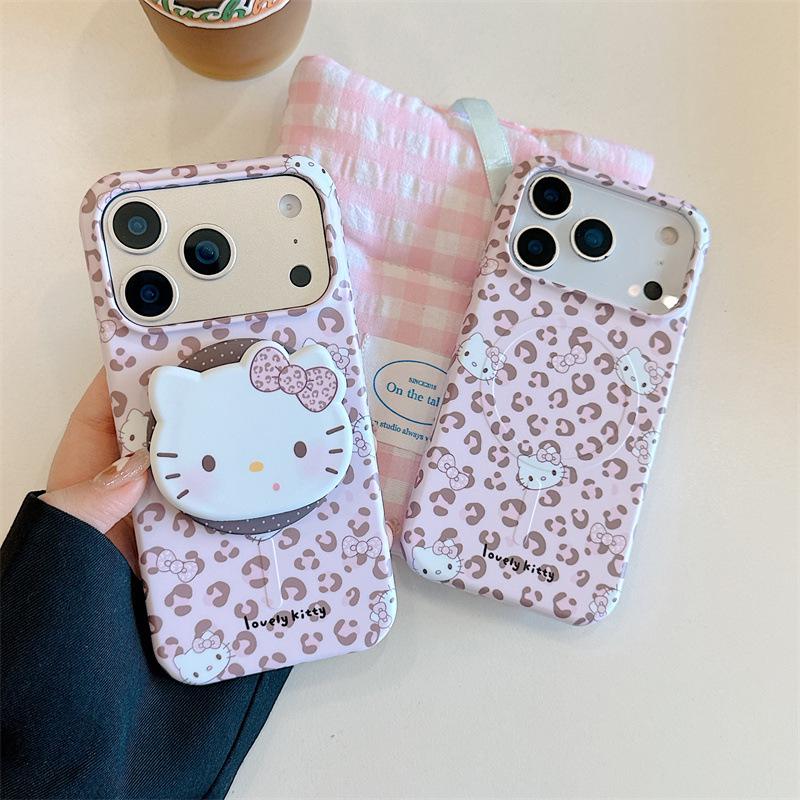 Розовый леопардовый чехол для iPhone с магнитной подставкой для 17/16 Pro Max/15 Pro