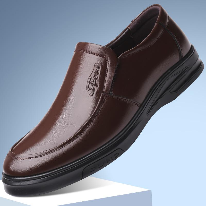 Bawang red ant мужская обувь 2025 года, мужская повседневная кожаная обувь для людей среднего и пожилого возраста, дышащая кожаная обувь с мягкой подошвой