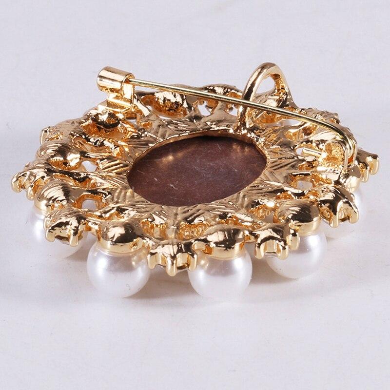 Blucome Vintage Beauty Head Brooch Pearl Pins for Women Coat Suit Bag Hijab Laple Pins New Year Gift
