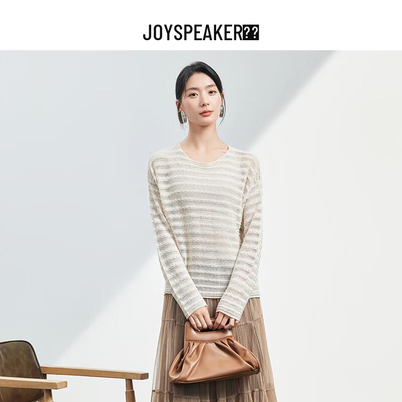 JOY SPEAKER Women's Round Neck Cutout Knit Sweater