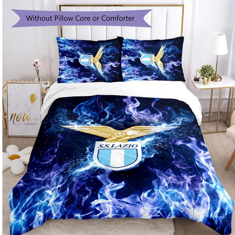 Lazio FC Printed 3PCS Bedding Set Breathable Duvet Cover with Pillowcases Decorative Bed Linen for Bedroom Home