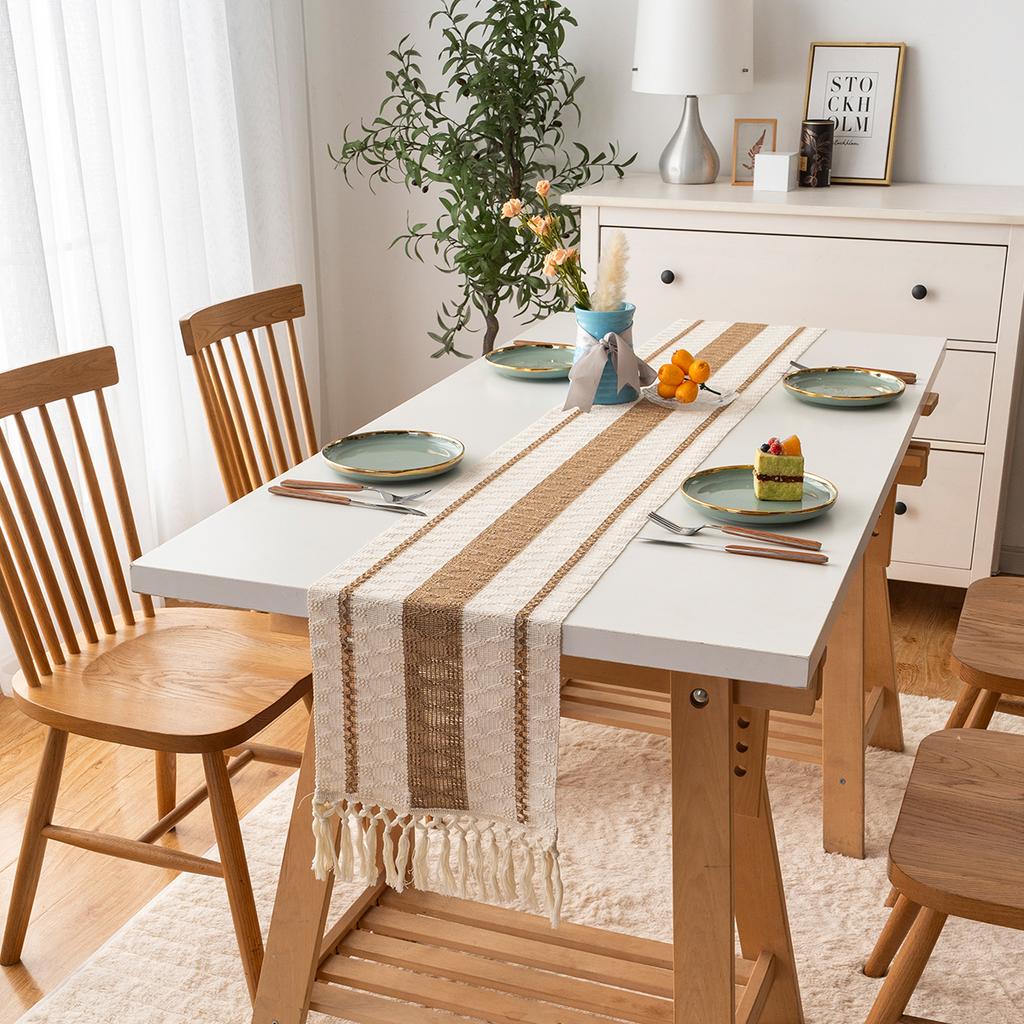 Богемный Рустикальный Свадебный Декор Скатерть из Хлопка и Льна для Свадебного Ужина или Девичника