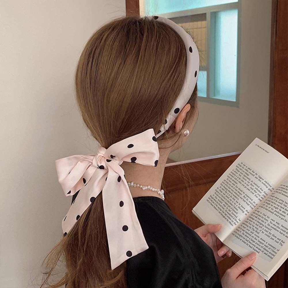 Летние повязки на голову в горошек, корейские повязки для волос, женский обруч для волос, шелковый шарф, повязка на голову, губчатый обруч для волос