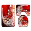 Christmas Shower Curtain Floor Mat Combination Four-Piece Set Kitchen Door Mat Bedroom Living Room Carpet