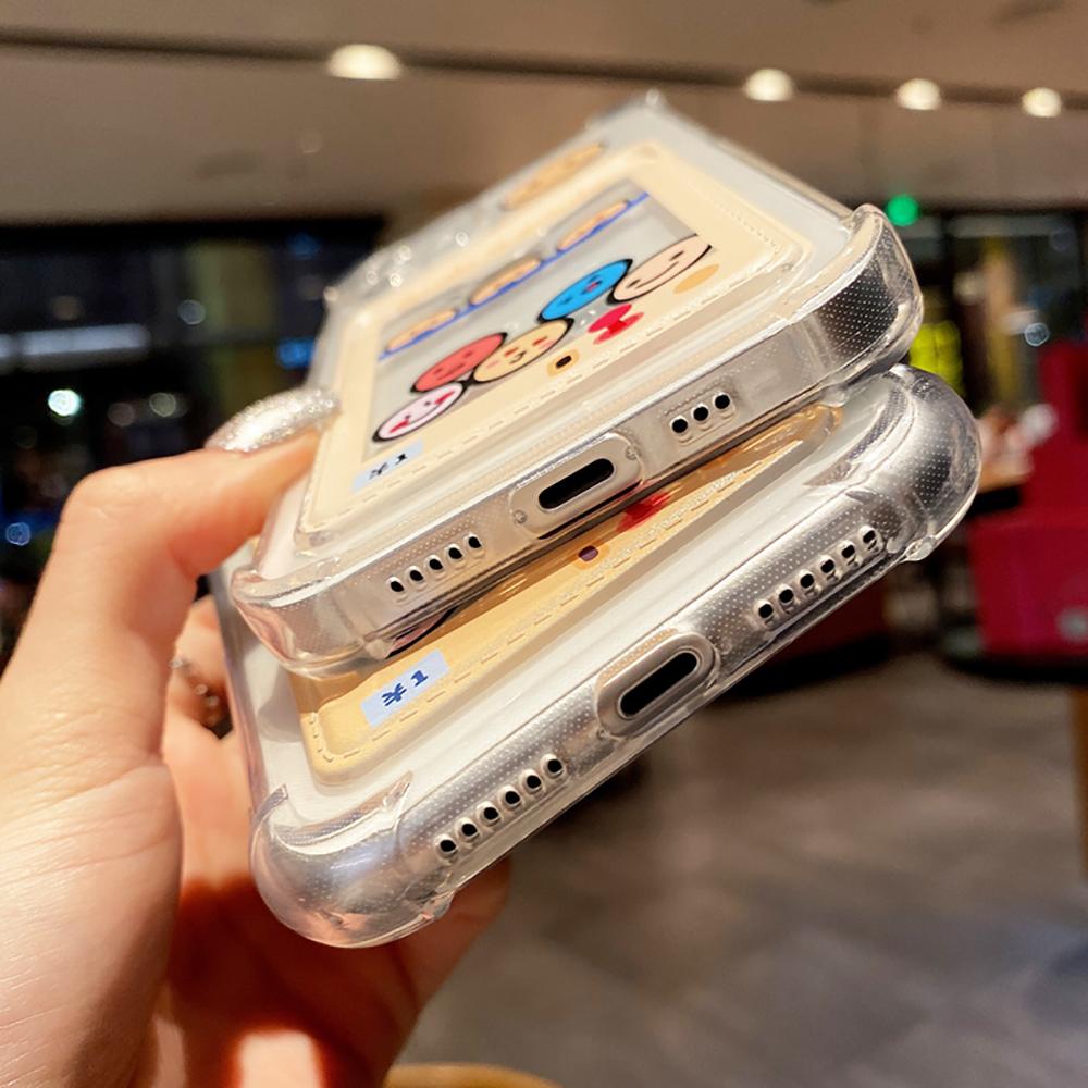 Милый мультяшный забавный мешок для карточек, прозрачный чехол для телефона для Iphone 11 12 13 14 Pro Max Xs X Xr 7 8 14 Plus, фоторамка, мягкий чехол на заднюю панель