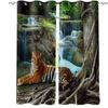 Шторы с лесным водопадом для спальни, природный пейзаж, 3d шторы с принтом, занавеска на окно с горным потоком, гостиная, 2 панели