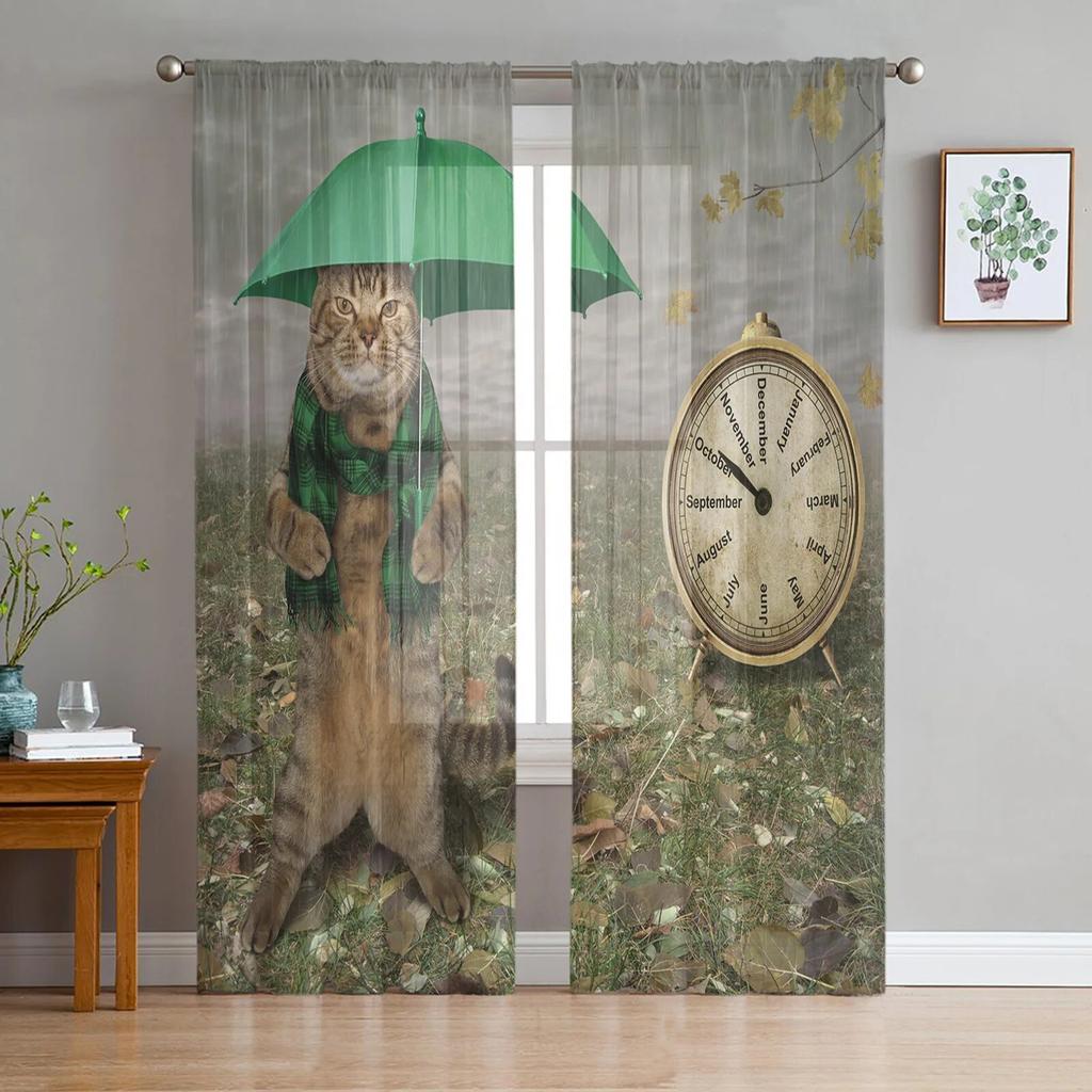 Разноцветные тюлевые занавески с животными, современные прозрачные шторы для кухни, гостиной, спальни, украшения