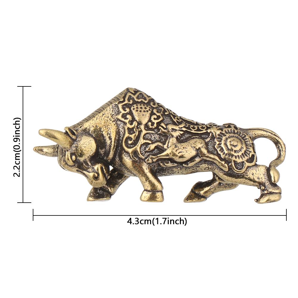 Decoration Brass Bull Figurine Desktop Ornament Abstract Animal Sculpture Miniature Zodiac Cattle
