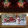 2D door banner 1pc Winterland polyester garage door banner - Snowman, Vintage truck and Christmas Tree design - Christmas