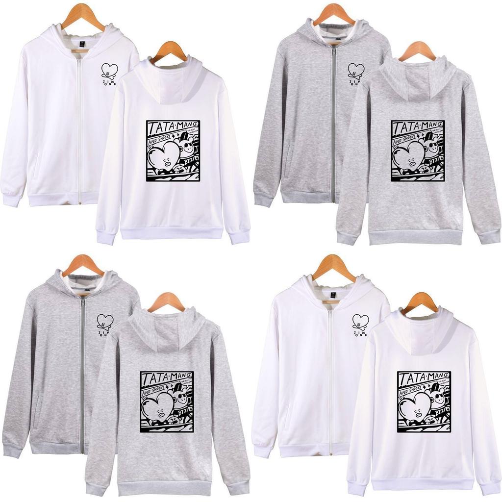 Zipper Bts Sweatshirt Bt21 Bangtan Boys Tata Casual Sweatershirt Kpop Hoodie