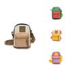 Color Block Canvas Shoulder Bag With Suture Design Messenger Bag For Child Daily