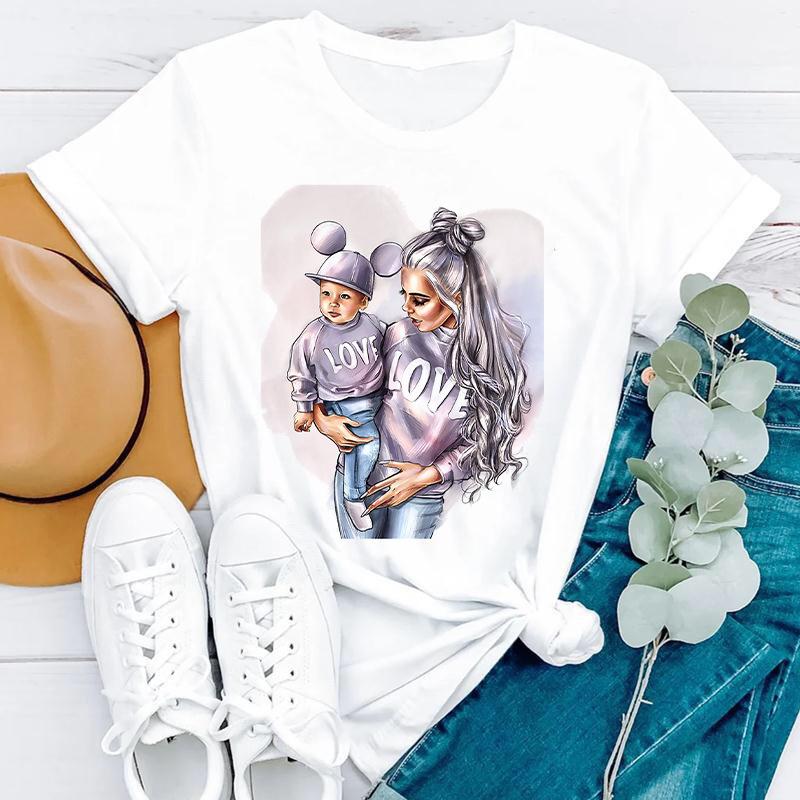 Простая женская одежда больших размеров с принтом на тему Дня матери, стильные женские футболки из чистого хлопка с круглым вырезом и короткими рукавами