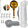 Nylon Braided Rope Flag Pole Tool Set 3 Inch Golden Ball Flag Pole Parts Repair Kit