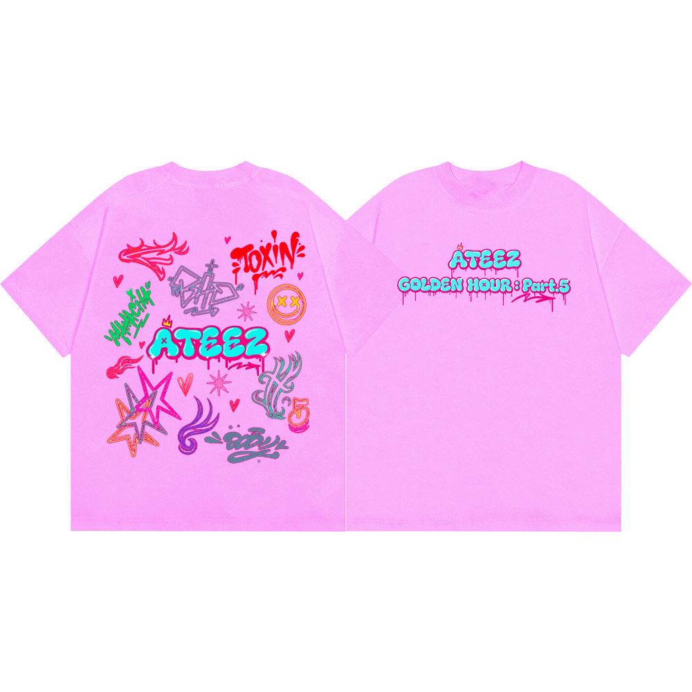 Kpop Ateez Merch Tshirt High Quality Fashion Short Sleeve T Shirt Unisex Unisex Clothing Harajuku Y2k Oversized Tshirts Streetwear