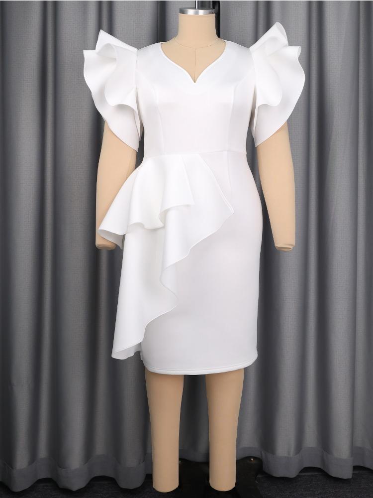 Элегантные женские облегающие платья с V-образным вырезом, короткими рукавами-бабочками, лоскутным пеплумом, высокой талией, для церкви, вечеринок, мероприятий, случаев