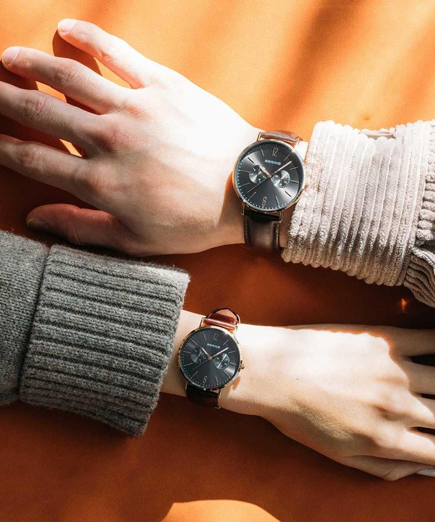 BERING Japan Limited, коричневая телячья кожа, серая нержавеющая сталь с 2 сетчатыми ремешками, сапфировое стекло, оригинальные импортные изменения, 3 года гарантии