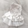 Pet Dress Shiny Rhinestone Stand Collar Soft Comfortable Eye-catching Shirring Princess See-through