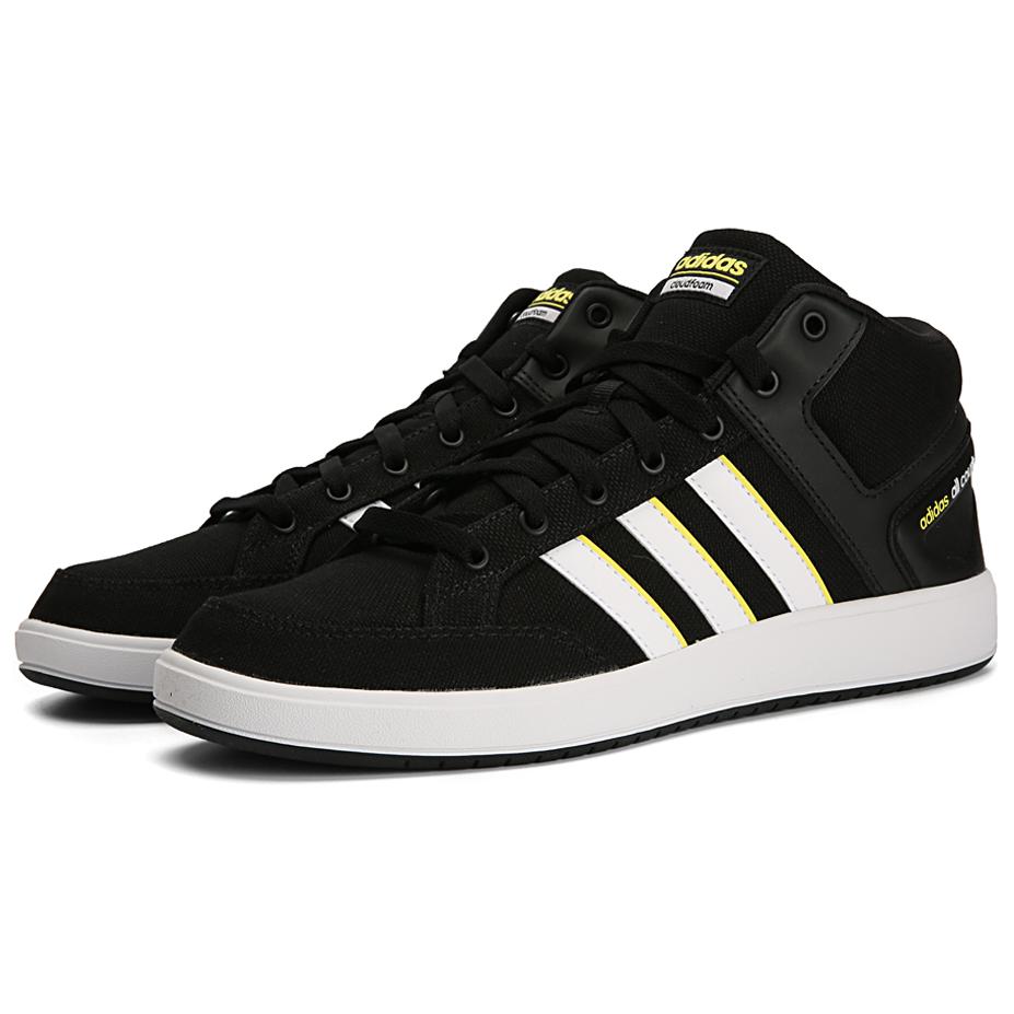 Adidas Cloudfoam All Court Comfortable Versatile Non-Slip Durable High-Top Tennis Shoes Men Sneakers Black B43873