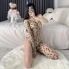 Sexy Lingerie Sexy Onesie Flirting Open-file Tethered Seduction Bed Passionate Hot Leopard Print Mesh Suit Women