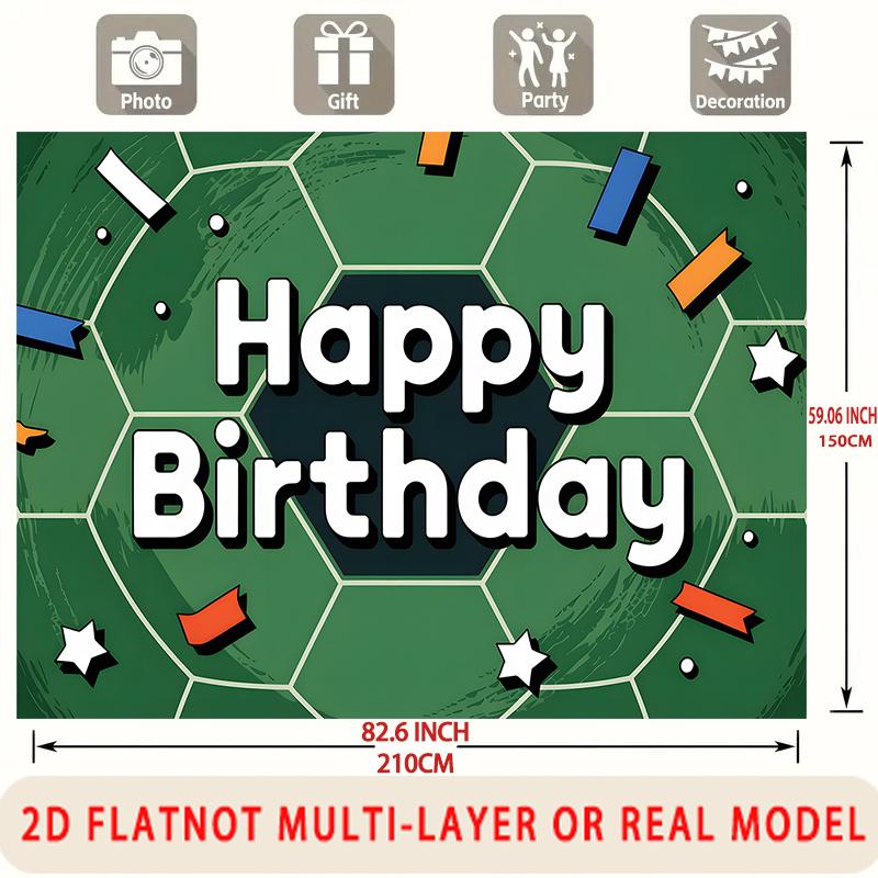 Party Backdrop Happy Birthday Birthday Soccer Green Photo Booth Background Front Door Decor