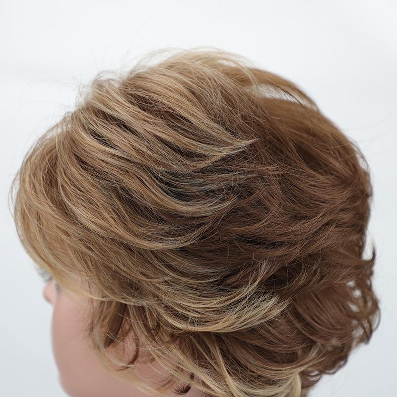 Женский синтетический парик, смешанные коричневые светлые парики, короткие многослойные кудрявый парик с челкой для женщин, повседневный праздничный костюм, термостойкое волокно