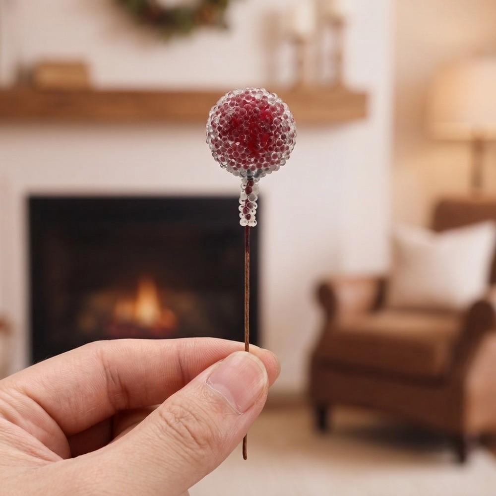 100PCS Realistics Mini Artificial Berry Decor Frosted Red Artificial Holly Berries Glass Bead Fake Berry Wedding