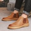 Genuine Leather Chelsea Men Boots Mens Shoes British Style Men Ankle Boots High Top Classic Mens Casual Leisure Walk Skate Shoes