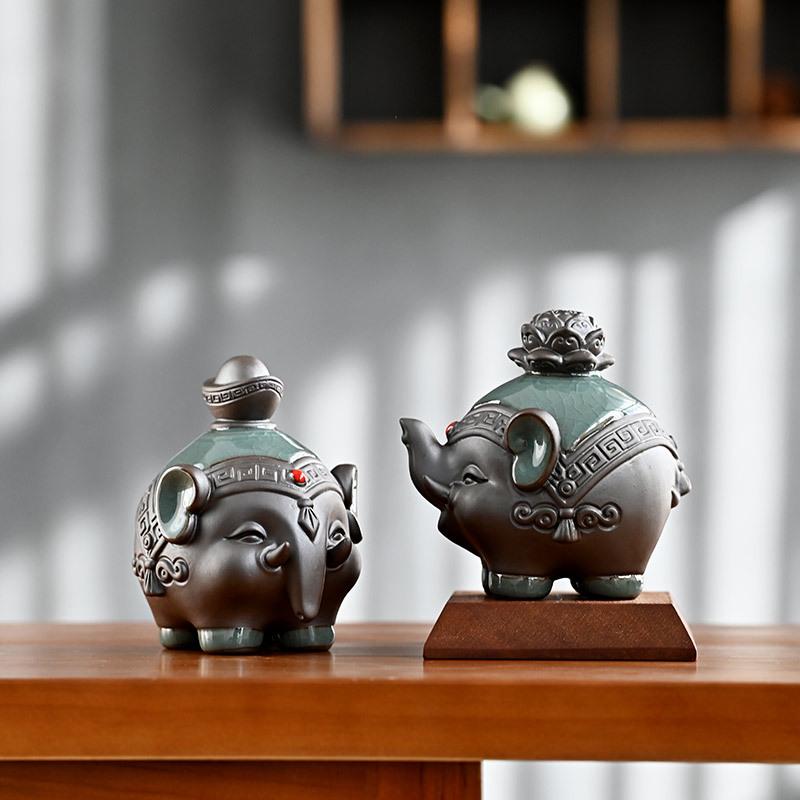 Скульптура «Статуя слона, приносящая удачу», керамика фэн-шуй, статуэтка, приносящая удачу, украшение для дома, украшение для полки автомобиля, офисный декор