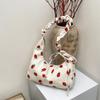 Cute Strawberry Printing Tote Bag Sweet Cherry Underarm Bag Portable Drawstring Shoulder Bag  Girls
