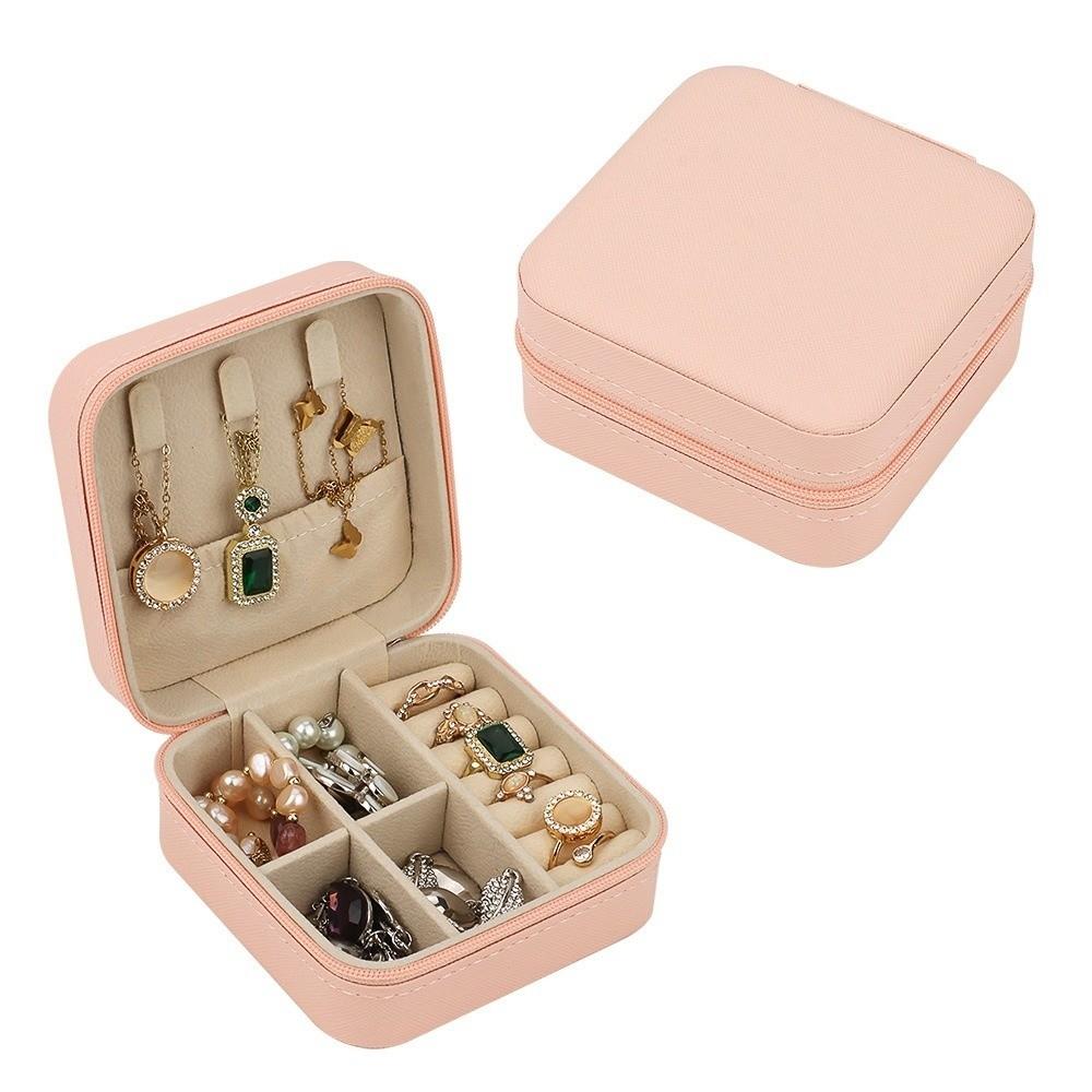 Compact Design Portable Jewelry Box Zipper Closure Jewelry Organizer Display Box