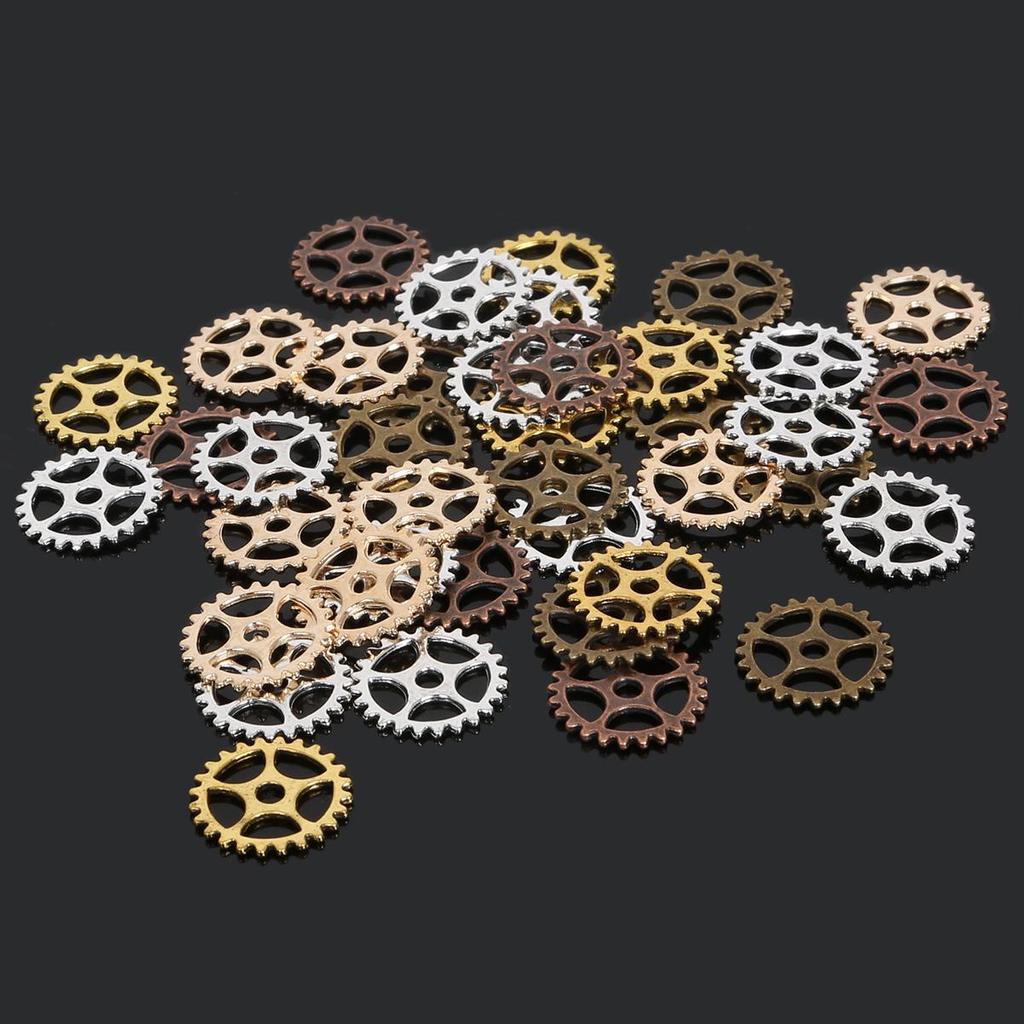 50Pcs Metal Gear Charm Pendants for Jewelry Making Diy Bracelet Accessories