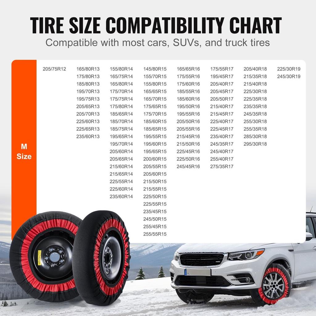 2PCS Thickened Snow Socks for Tires Snow Traction Tire Cover-Extra Large